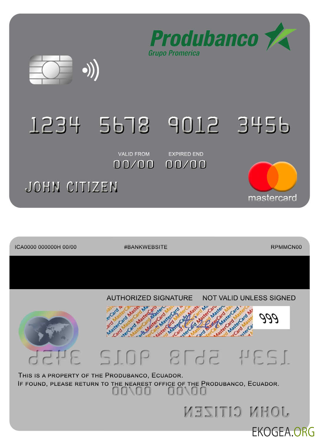 Écran mastercard Equateur Produbanco